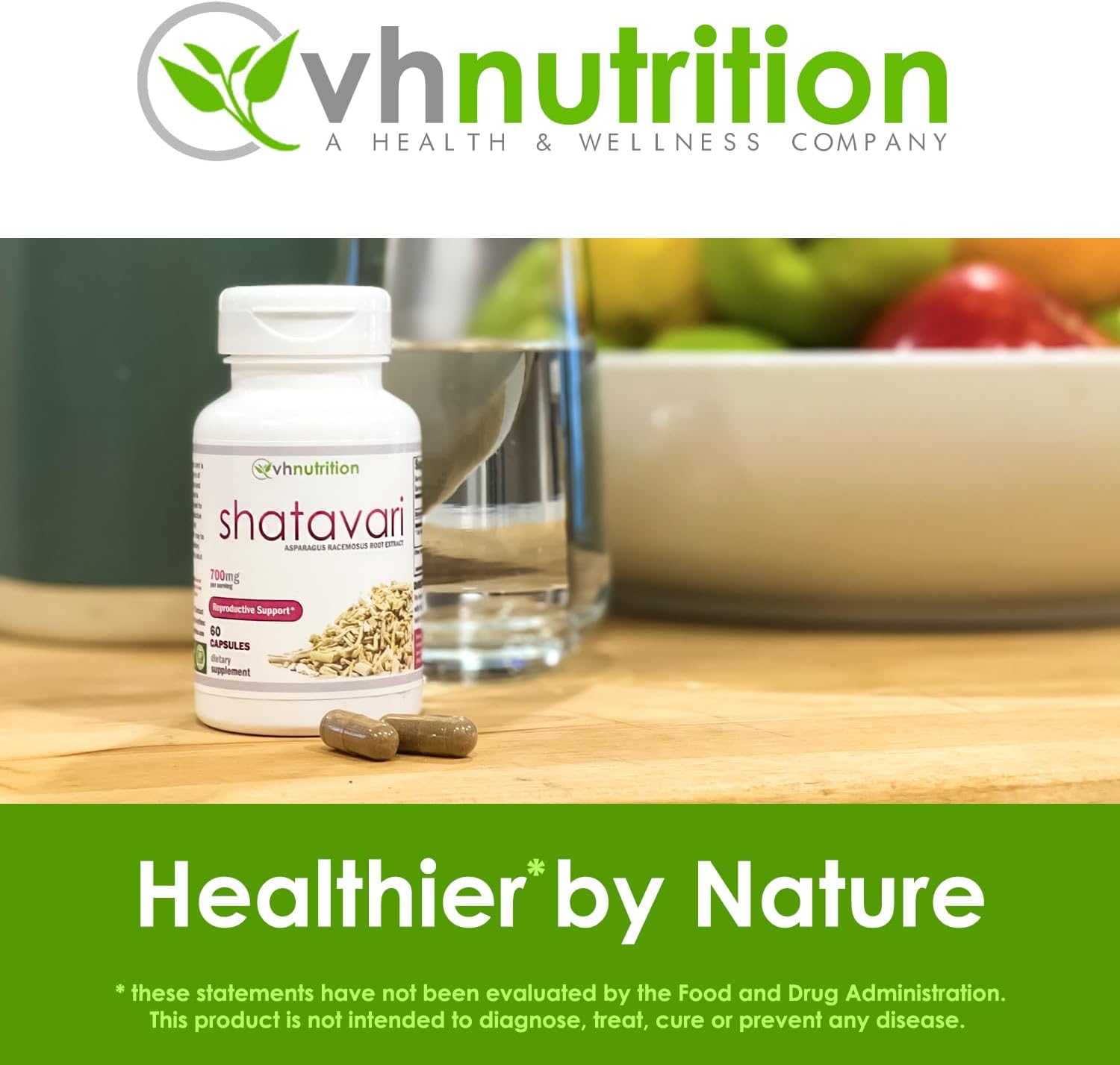 VH Nutrition SHATAVARI  Cápsulas Shatavari  700 mg de extracto de espárragos racemosos  Vitalidad Femenina* y rejuvenecimiento*  Equilibrio de