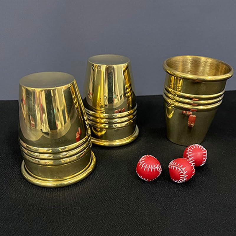 SUMAG Tazas y bolas (latón) Trucos de magia Clásico Chop Cup Ball Aparecer desaparecer etapa mágica Primer plano ilusiones Trucos mentalismo Props