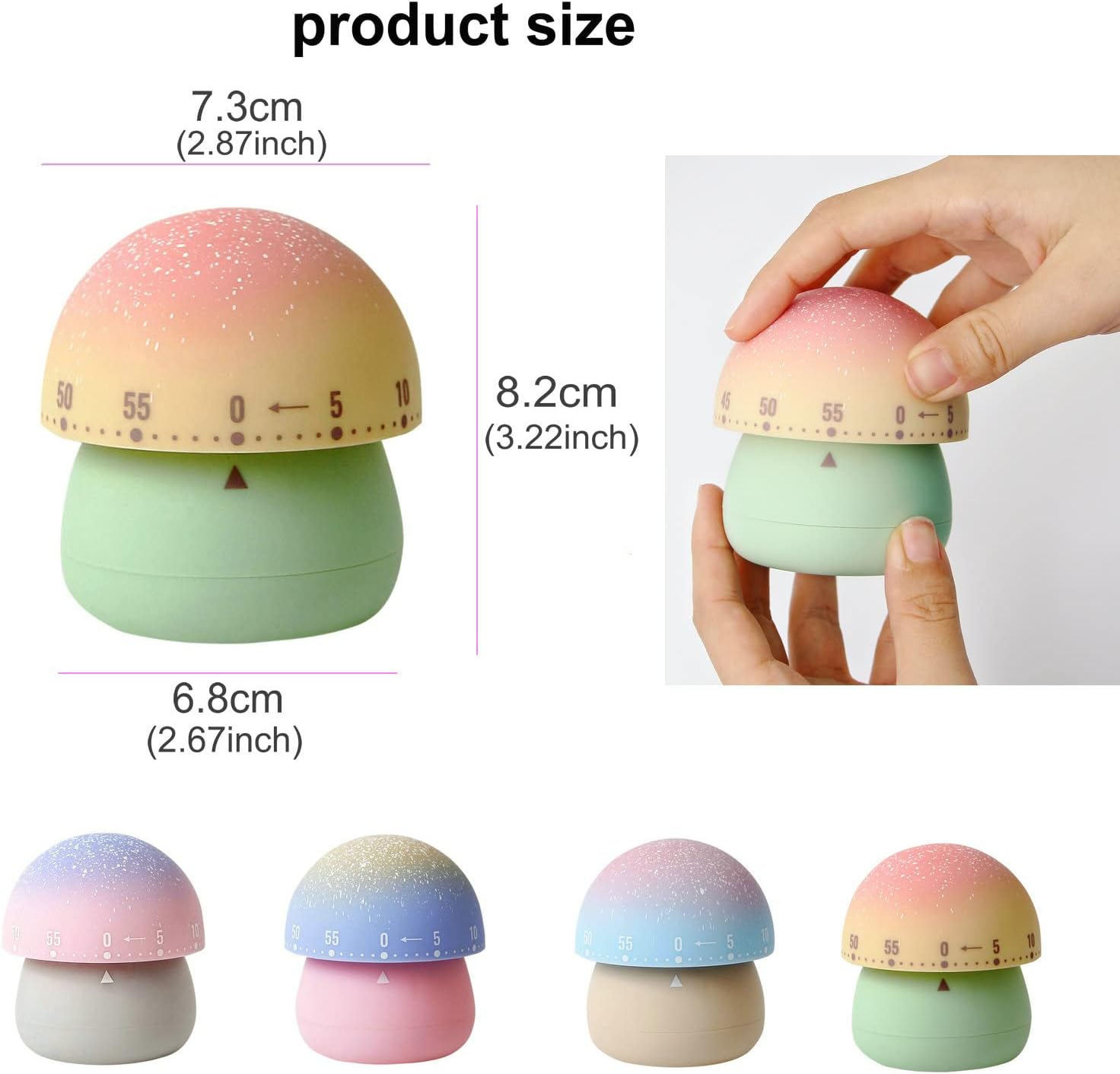 Temporizador mecánico de cocina, lindo temporizador de hongos para niños, temporizador manual de cuenta regresiva de 60 minutos para aula, hogar,
