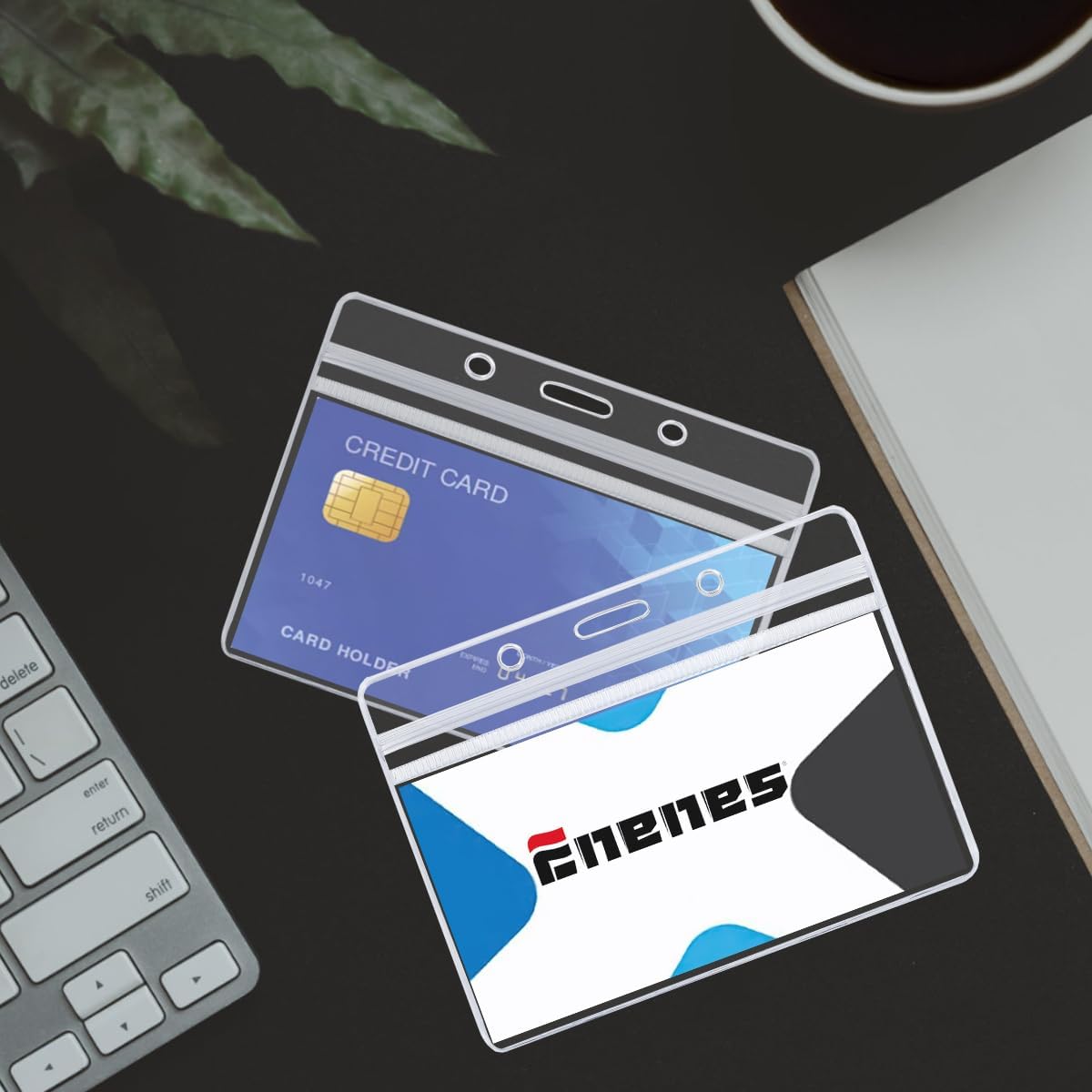 50 tarjetas de identificación, soporte de identificación de PVC con cierre resellable para viajes de negocios y suministros de oficina