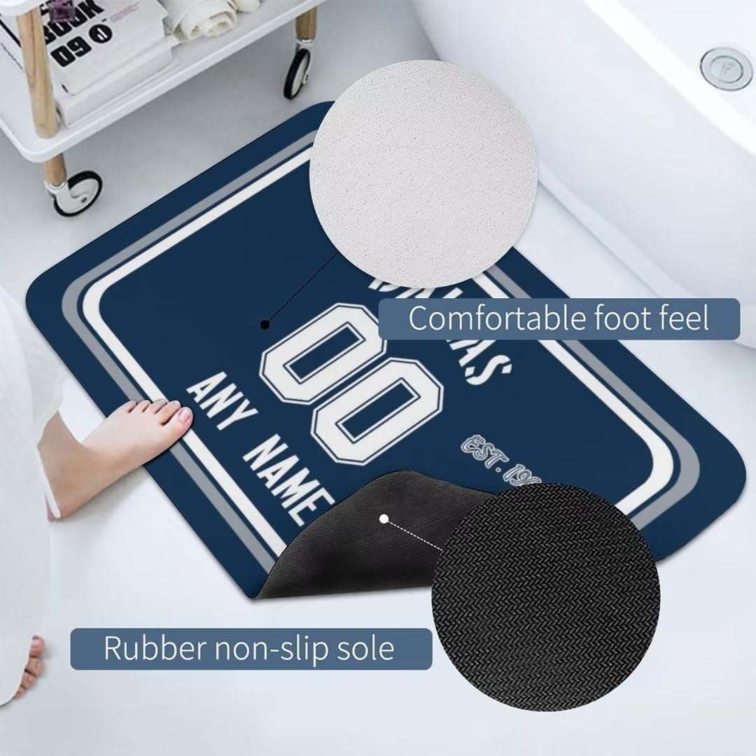 Tapetes de fútbol personalizados para baño, antideslizantes, absorbentes de agua, con número de nombre, regalos para hombres y mujeres