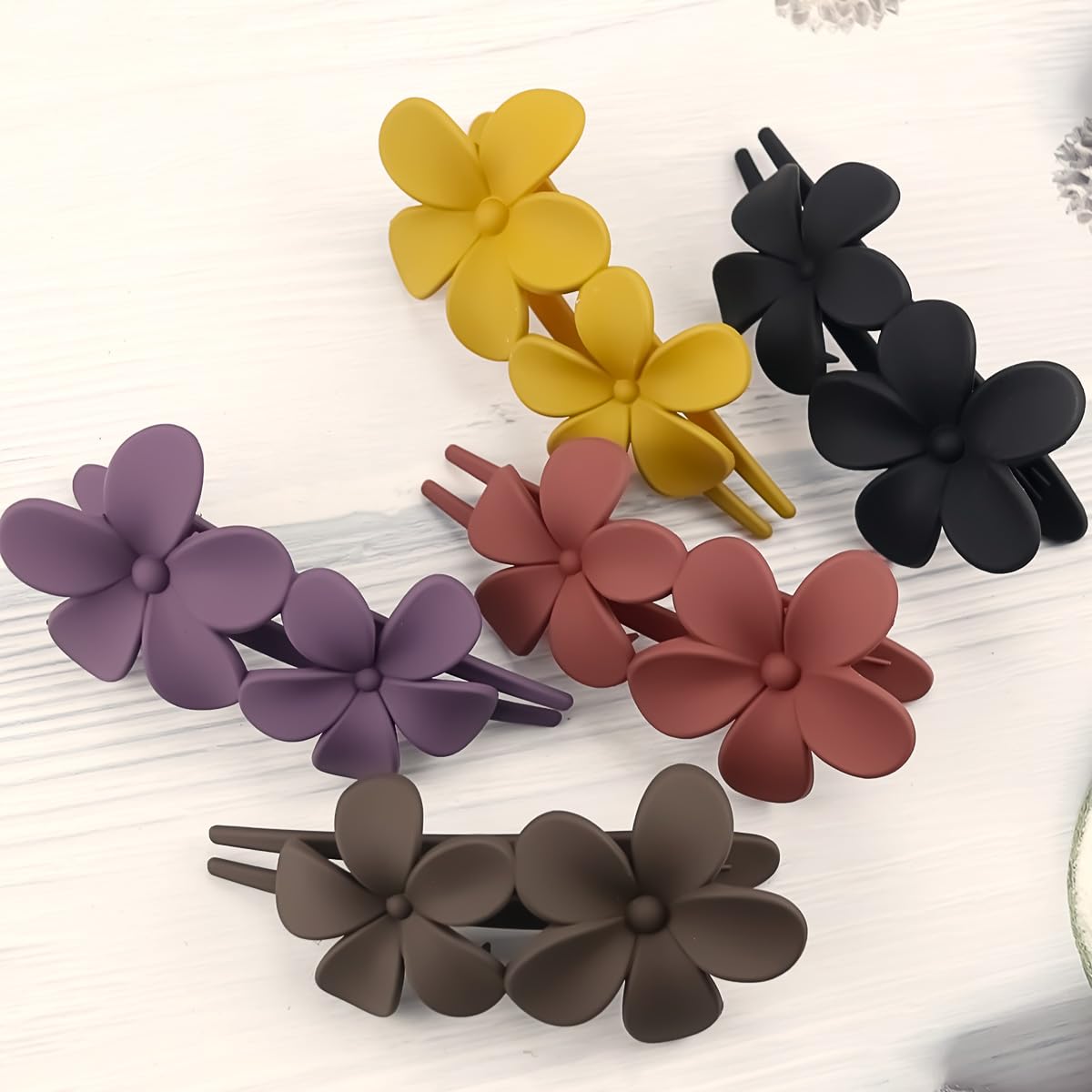 5 pinzas para el pelo con flores mate, pasadores de pelo de cocodrilo para mujeres y niñas, lindas pinzas para el cabello francés, antideslizantes,