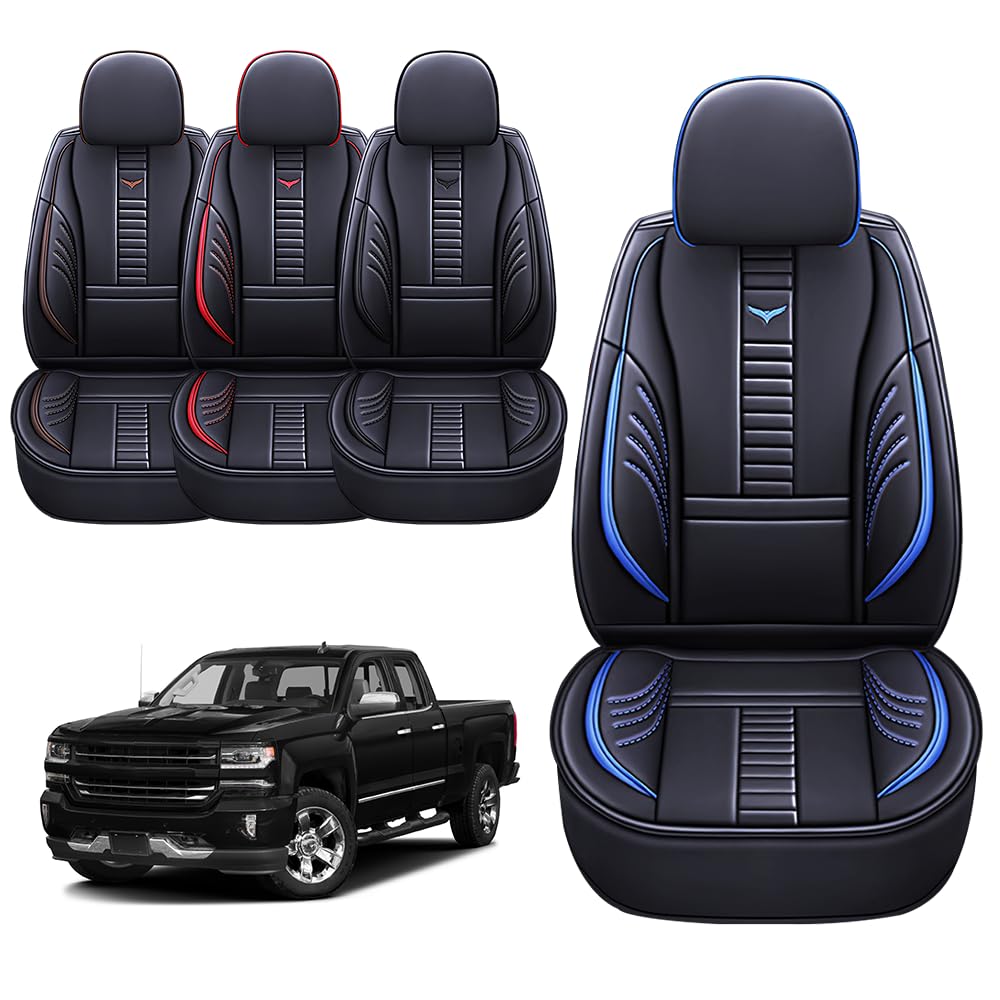 Juego completo de 5 fundas de asiento de automóvil para Chevrolet Chevy Silverado 1500 2016, protectores de asiento delantero y trasero, de piel