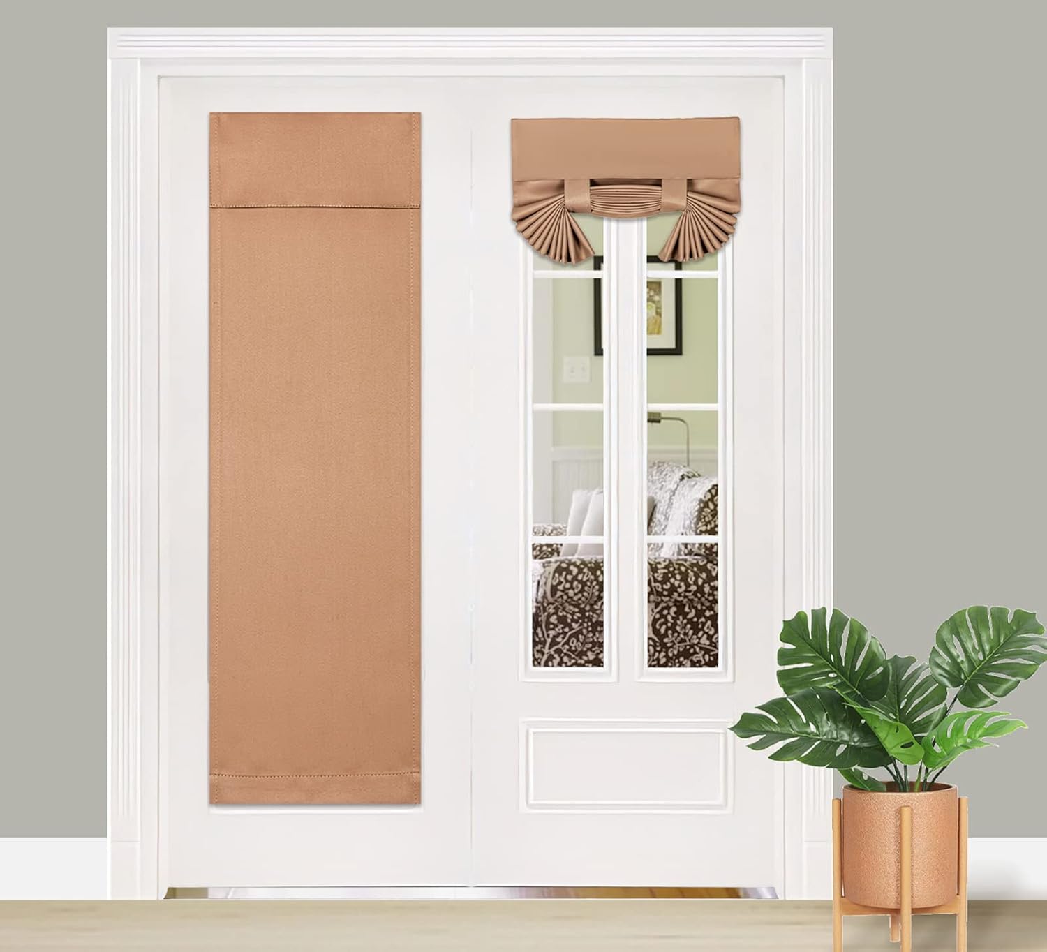 PI Cortina opaca para puerta francesa, privacidad con aislamiento térmico y velcro para puerta de cristal, puerta delantera, puerta corredera,