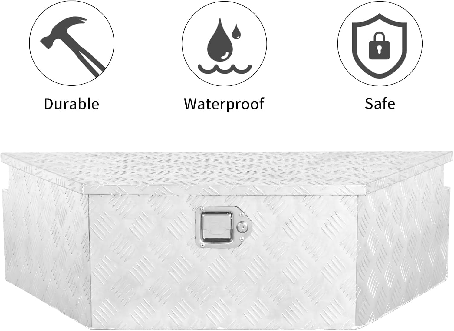 MOTORHOT Caja de herramientas de aluminio de 39 pulgadas, caja de herramientas de lengua para remolque de utilidad, caja de herramientas de lengua