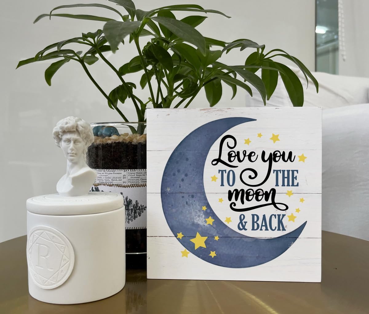 Letreros de madera inspiradores, decoración de guardería, caja de madera, decoración de escritorio, decoración de mesa, letrero de luna de estrella,