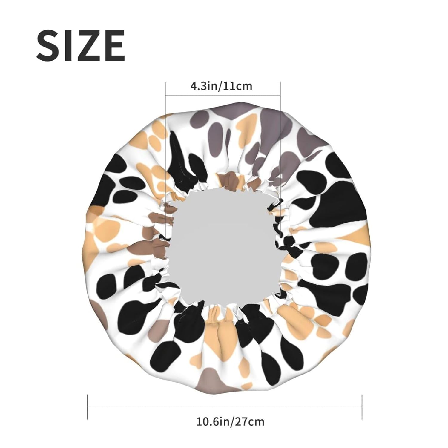 Gorro de ducha con estampado de patas de perro para mujer, elástico y reutilizable, doble capa impermeable