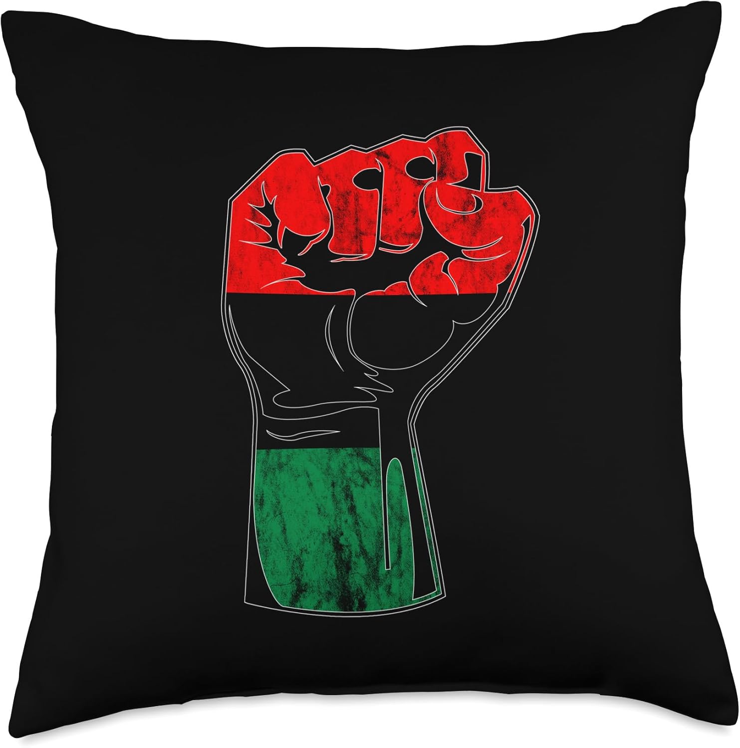 Pan African UNIA Flag Handfist Black History Juneteenth Throw Pillow, 18×18, Multicolor