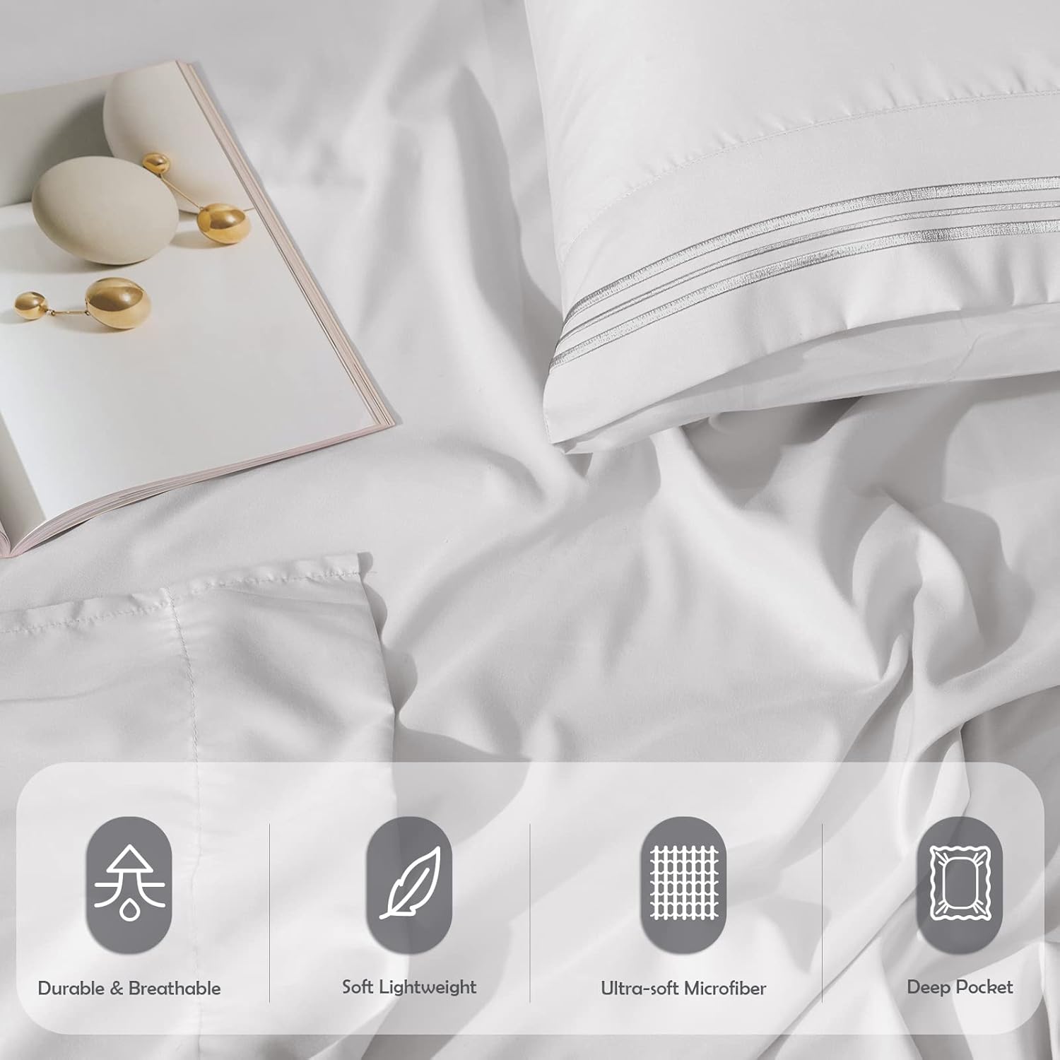 REDKEY Juego de sábanas de 3 piezas para cama individual, suaves y transpirables, juego de sábanas y fundas de almohada con bolsillo profundo,