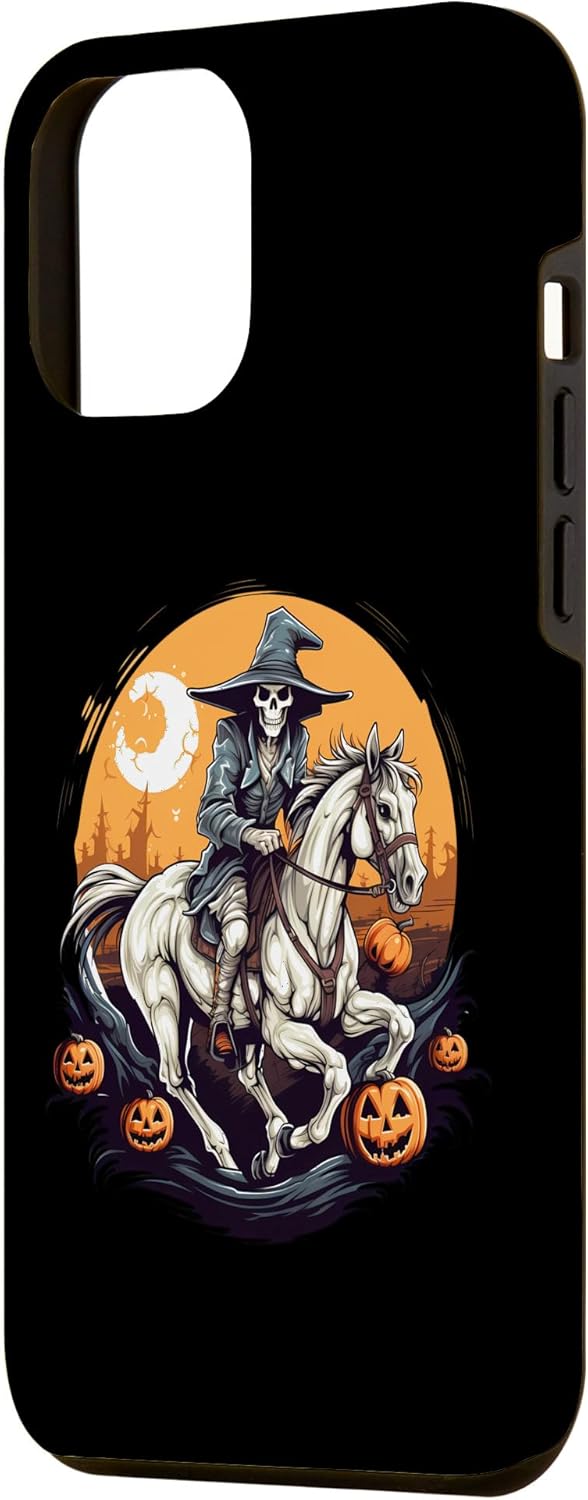 Funda divertida para iPhone 13 Pro Max con diseño de esqueleto de vaquero para Halloween