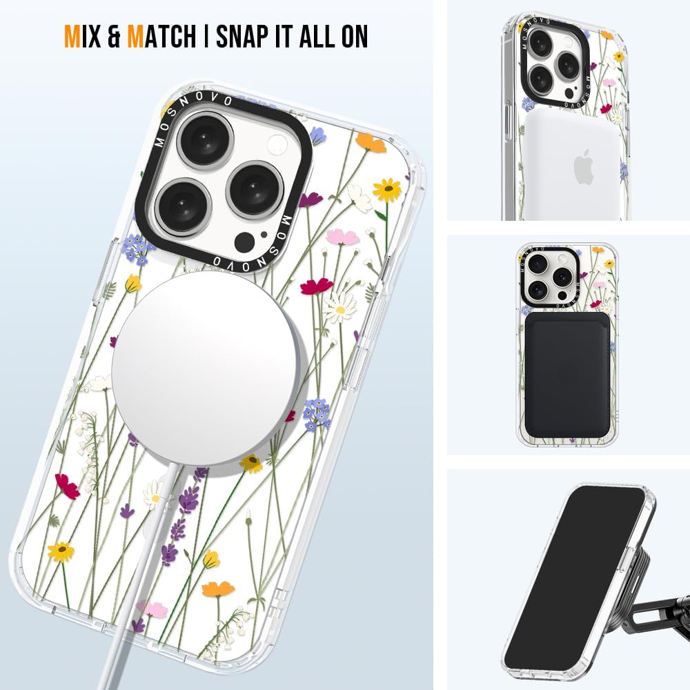 MOSNOVO Funda compatible con Magsafe diseñada para iPhone 15 Pro, Buffertech impacto de caída de 6.6 pies, parachoques protector de TPU a prueba de