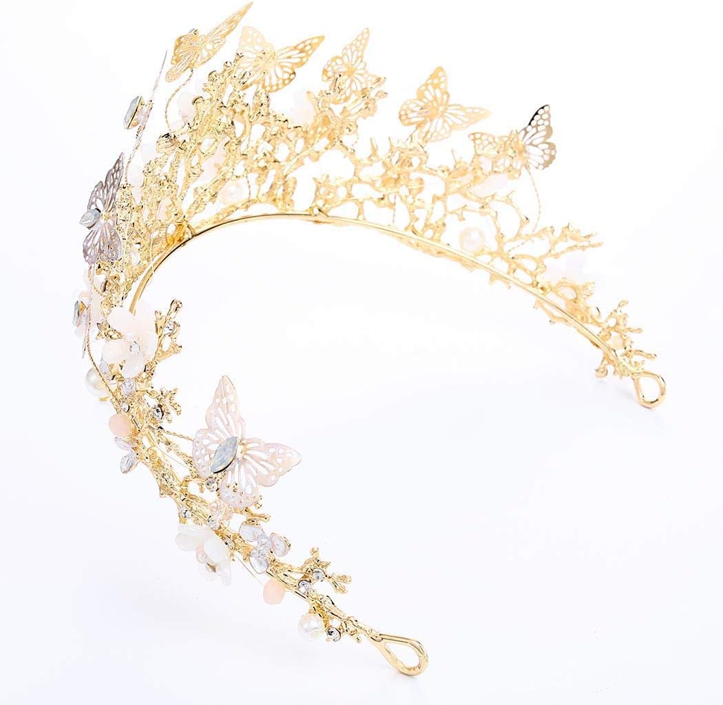 Brishow Corona y tiaras de flores para novia, corona de hada, diadema de princesa, diadema de cristal para mujer