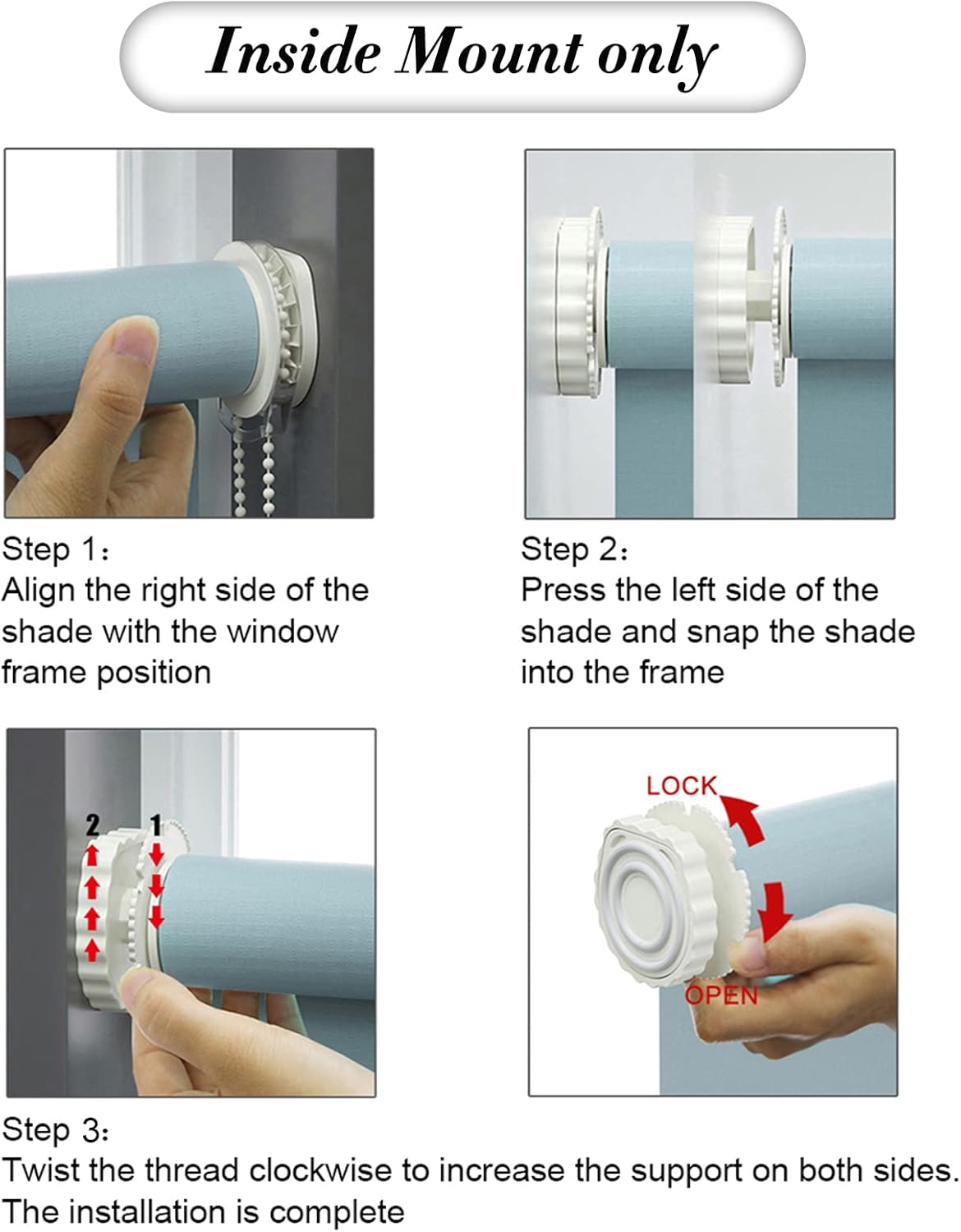 Persianas enrollables opacas sin taladro, persianas enrollables con cable cortadas por el cliente a medida, sin herramientas, persianas de ventana