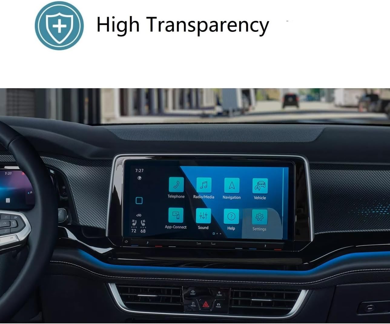 ZFM – Protector de pantalla compatible con Volkswagen Atlas 2024, vidrio templado, dureza 9H, antiarañazos, alta definición, protector de pantalla