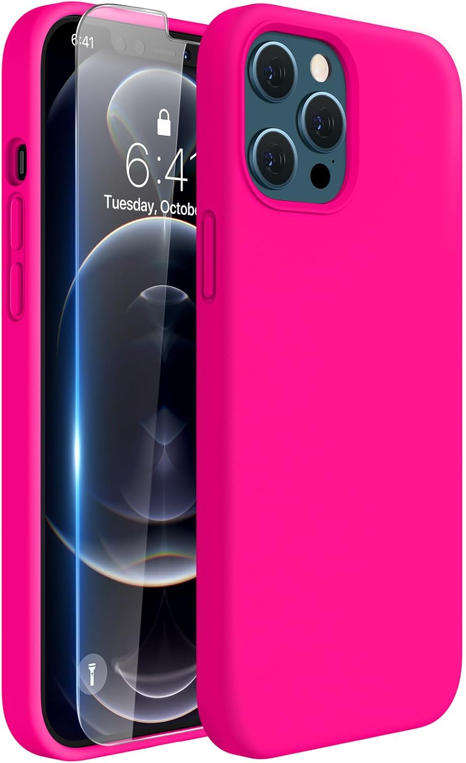 Miracase Funda compatible con iPhone 12 Pro Max de 6.7 pulgadas forro de microfibra suave antiarañazos, funda de silicona líquida, protección de