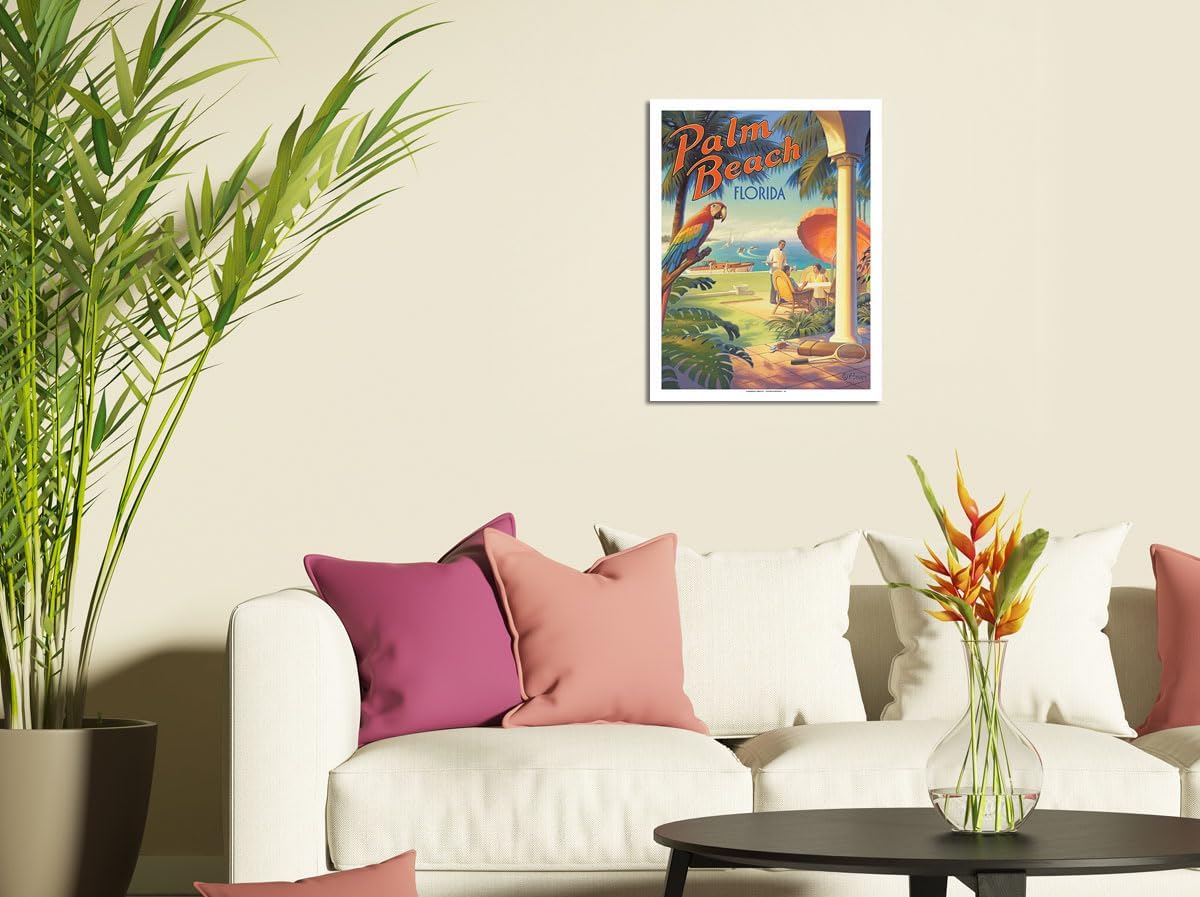Kerne Erickson – Póster de viaje vintage de Palm Beach Florida, impresión artística maestra (sin marco) 9 x 12 pulgadas