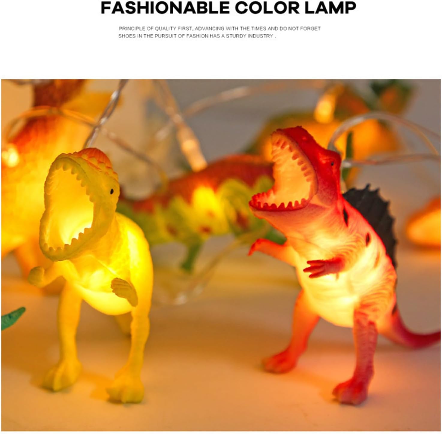Cadena de 10 luces LED de dinosaurio de 4.92 pies, tira de luces de dinosaurio con dinosaurios brillantes, luz de dinosaurio de aspecto realista,