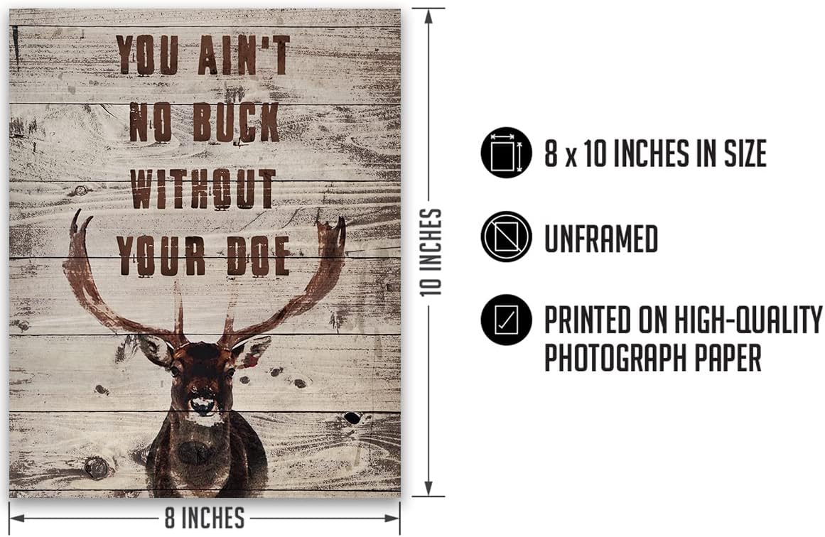 You Ain’t No Buck Without Your Doe – Decoración de caza – Decoración de pared de caza – Regalos para cazadores – Decoración rústica de cabina de