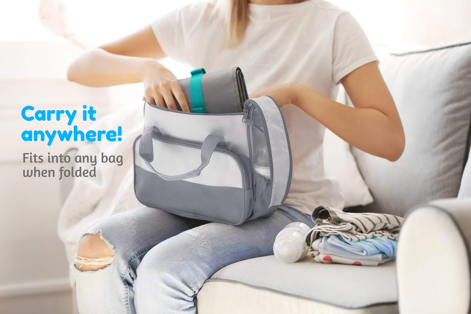 Toolik – Cambiador de pañales para bebé, extra grande (27.5 x 19.7 pulgadas), tapete impermeable para paseos de cochecito o bolsa de pañales, se