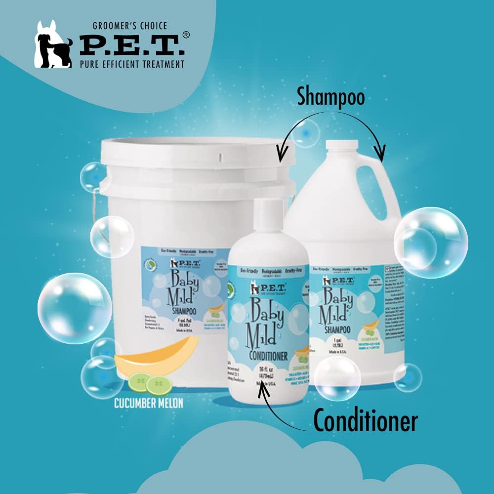 P.E.T. Pure Efficient Treatment Baby Mild – Acondicionador de melón de pepino para cachorros y gatitos, 16 onzas líquidas, ecológico, sin parabenos
