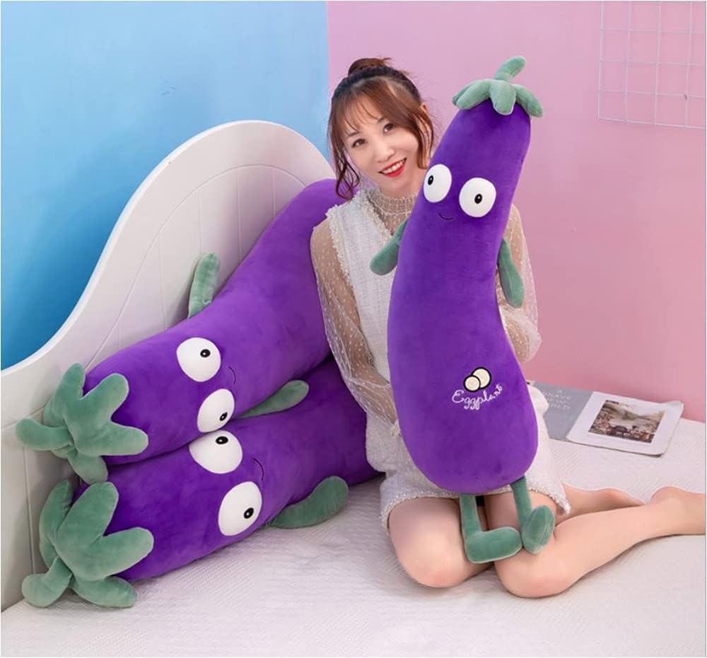 JOSON Muñeca morada grande de simulación Mr. Eggplant Doll Sleeping Pillow Doll, cojín de peluche (27 pulgadas)
