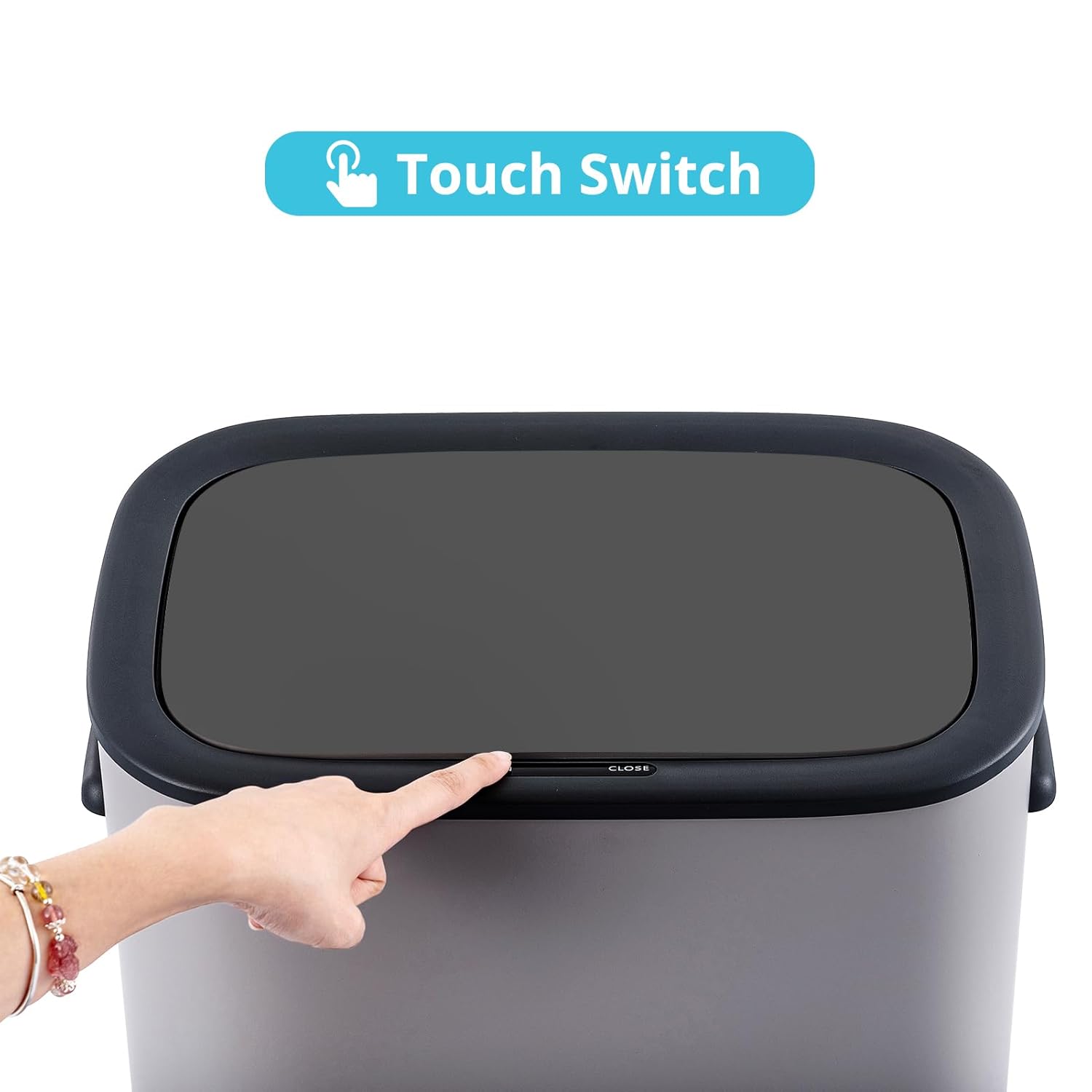 Basurero de cocina de 55 litros14.5 galones, bote de basura automático con sensor de movimiento y sin tacto, diseño silencioso antihuellas, adecuado