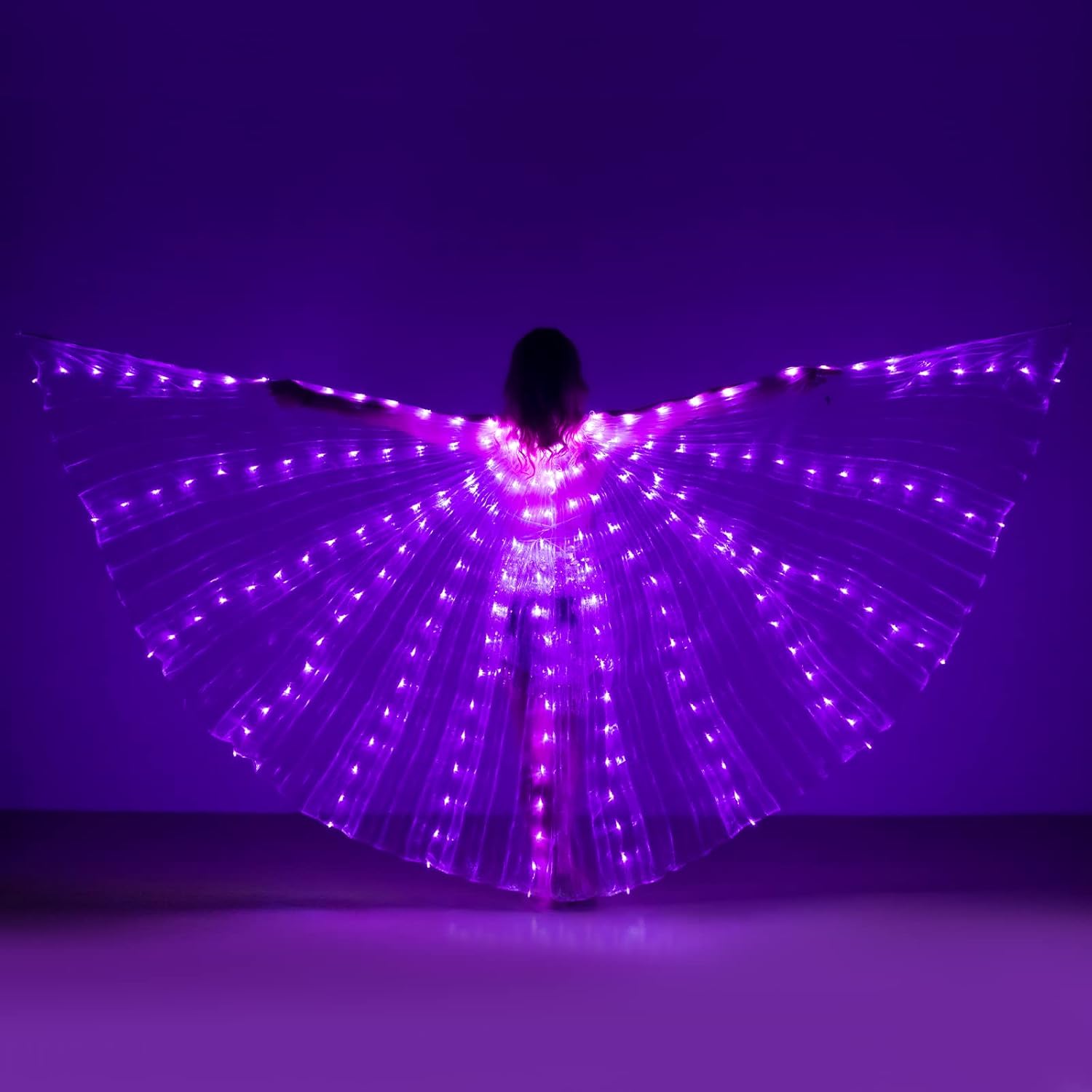 iMucci Luces LED para danza del vientre, alas de isis, alas de danza de ángel con varillas telescópicas, varillas flexibles para adultos y niños,