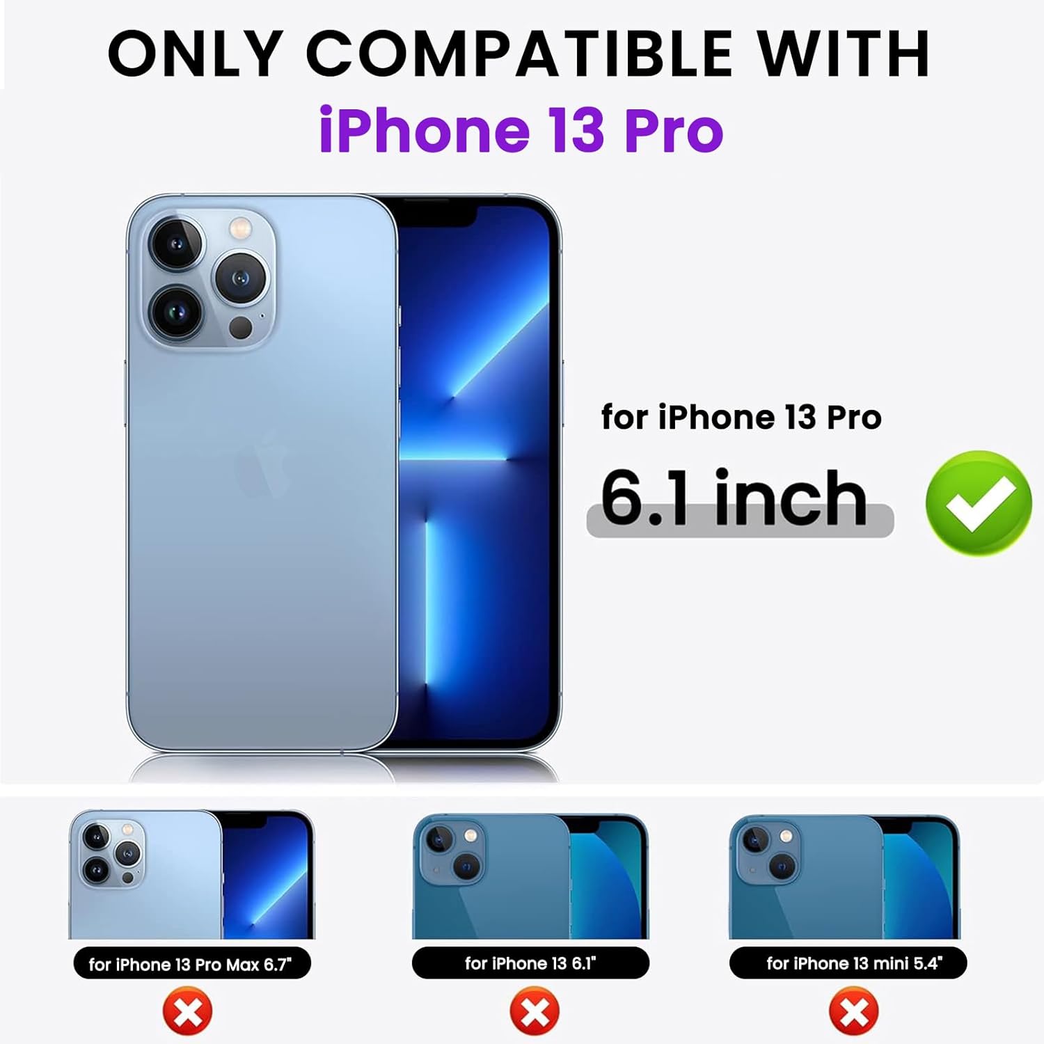 ORNARTO Funda de silicona líquida a prueba de golpes diseñada para iPhone 13 Pro, protección integral de goma de gel, protección contra caídas, 6.1