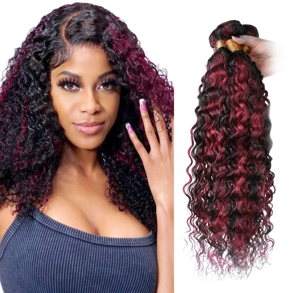 Paquetes de cabello humano con reflejos de 24, 26, 28 pulgadas, paquetes 99j P1B99J, paquetes rizados, paquetes de cabello humano brasileño 8A Remy,