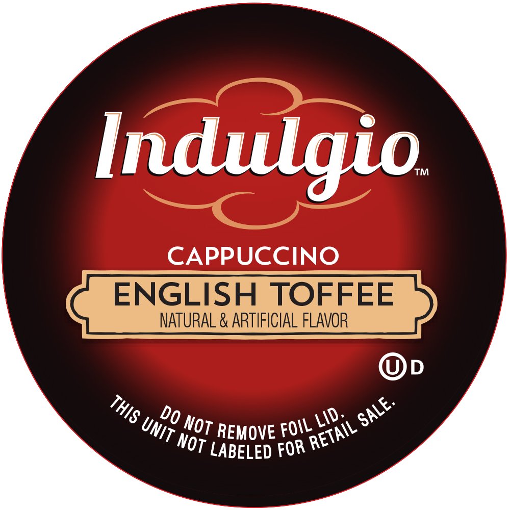 Indulgio Capuchino, caramelo inglés, 12 unidades de taza individual para cafeteras Keurig K-Cup