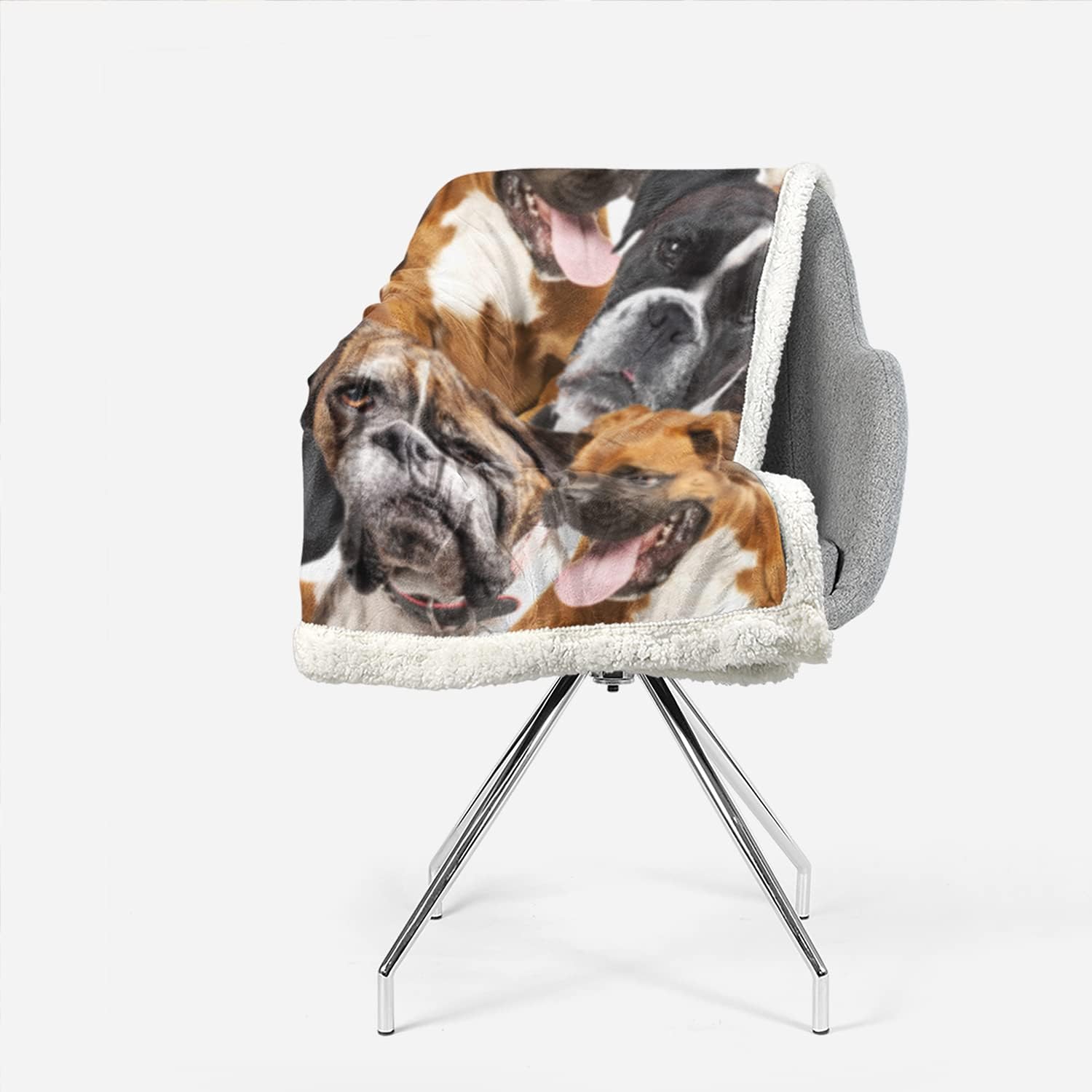 AILONEN Manta tipo bóxer para perros y adultos, con estampado de animales, bonita manta de felpa de doble cara de lana de cordero, franela Sherpa