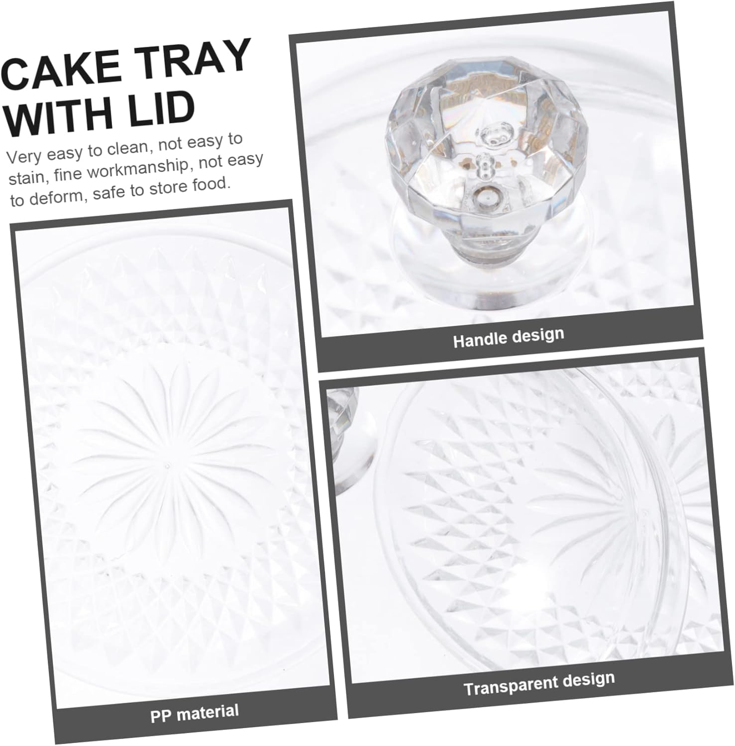 UPKOCH Soporte transparente para tartas de polipropileno con tapa, tapa de cúpula, 12 “x 12”