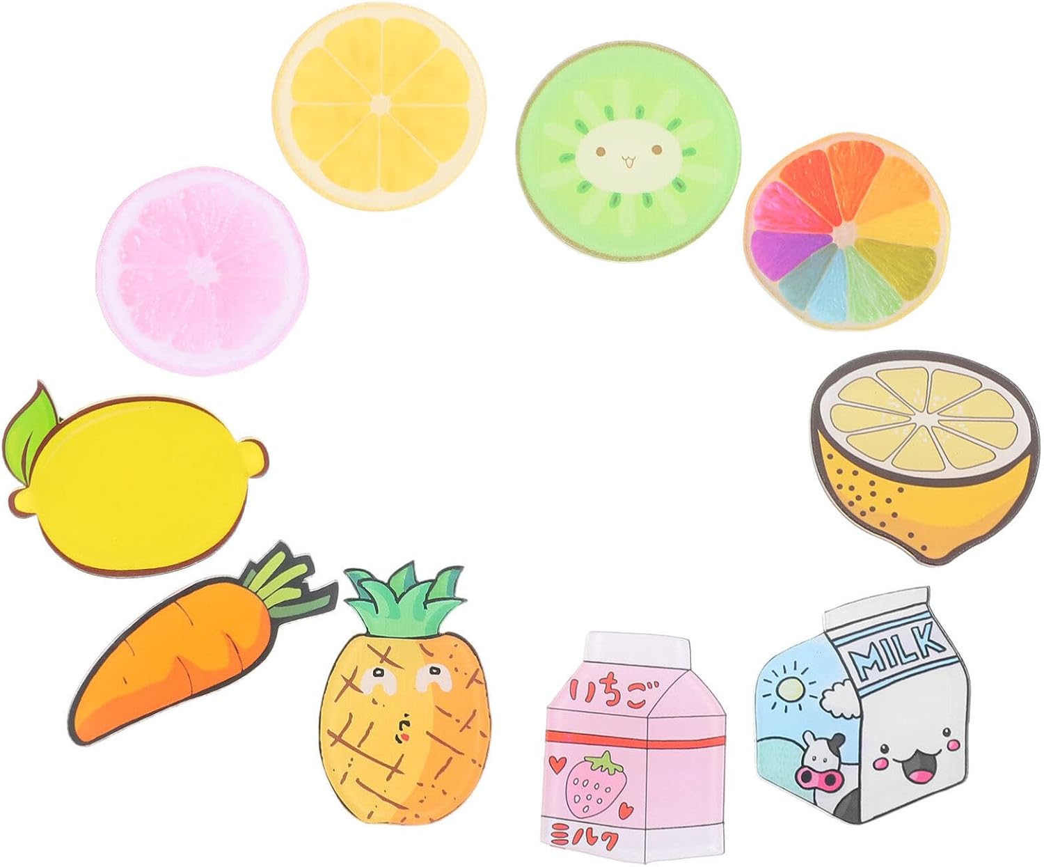 Lindos imanes de frutas para refrigerador, 10 unidades, mini imanes para refrigerador de frutas, coloridos imanes de nevera para casillero, pizarra