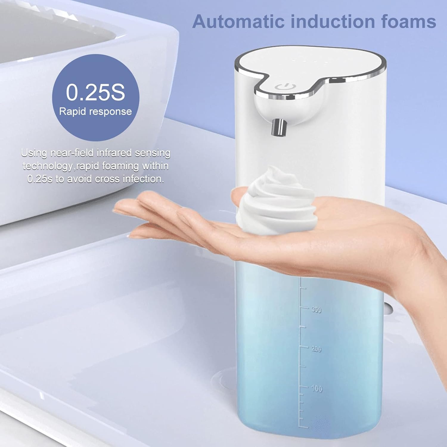 ZTGD Dispensador automático de jabón líquido, dispensador de jabón de 13.5 oz13.5 fl oz, dispensador de jabón con sensor infrarrojo, dispensador