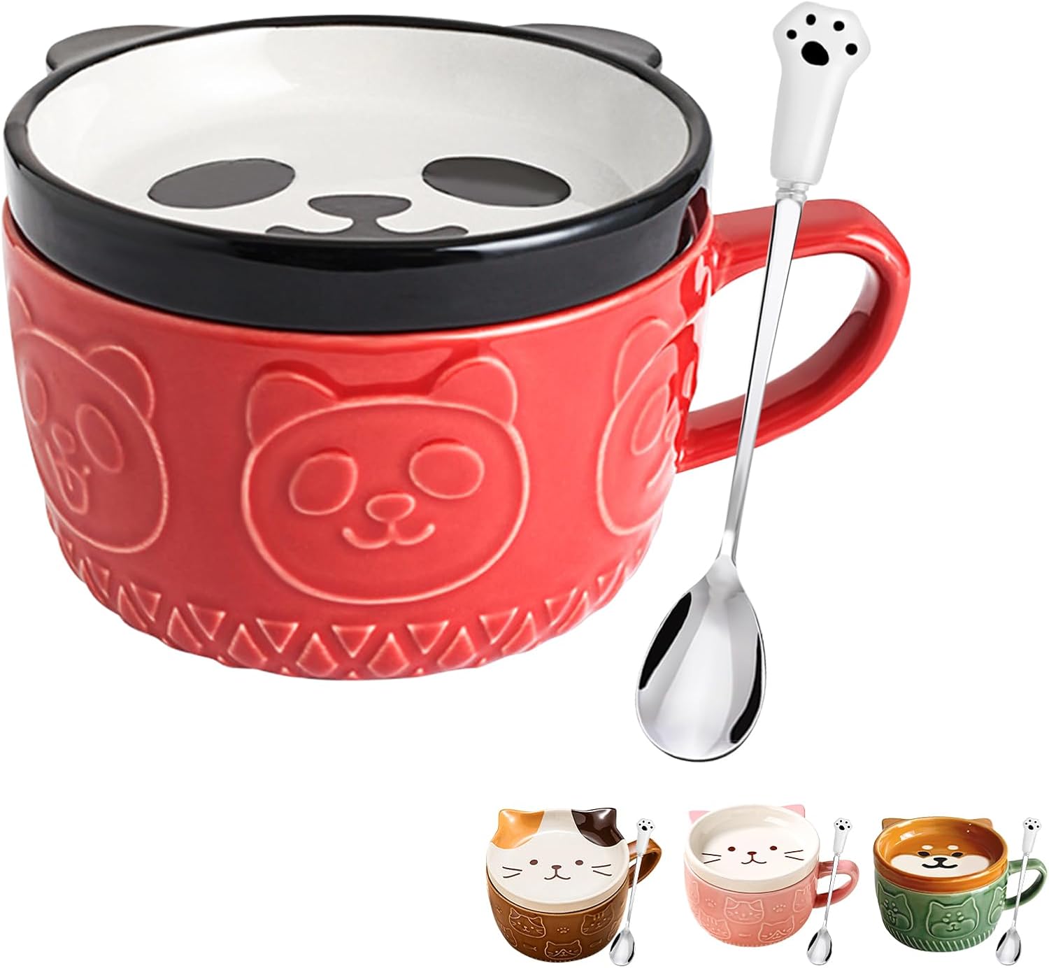 Regalos para mujeres, tazas de café Kawaii Panda con tapas, regalos de cumpleaños de Navidad para niñas, amigos, niños, hombres, esposa, mamá,