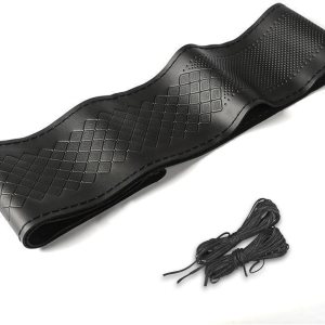 Funda de cuero para volante, protector transpirable antideslizante para volante de automóvil de diámetro máximo de 15 pulgadas, costura DIY con hilo Funda de cuero para volante, protector transpirable antideslizante para volante de automóvil de diámetro máximo de 15 pulgadas, costura DIY con hilo