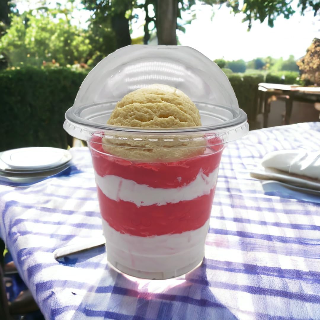 Vasos de plástico transparente, 50 tazas y tapas de 12 onzas, tazas de postre con tapas, ideales para parfaits, pudín, yogur y mini golosinas, tazas
