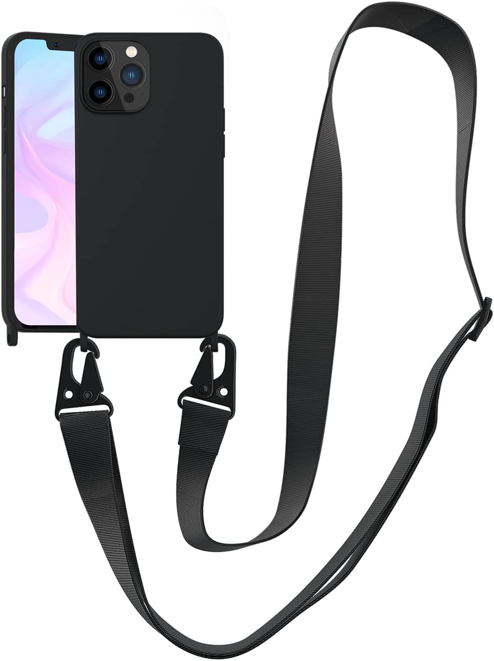 Funda compatible con iPhone 15 Pro con cordón, funda cruzada para iPhone con correa ajustable a prueba de golpes protección contra caídas, funda de
