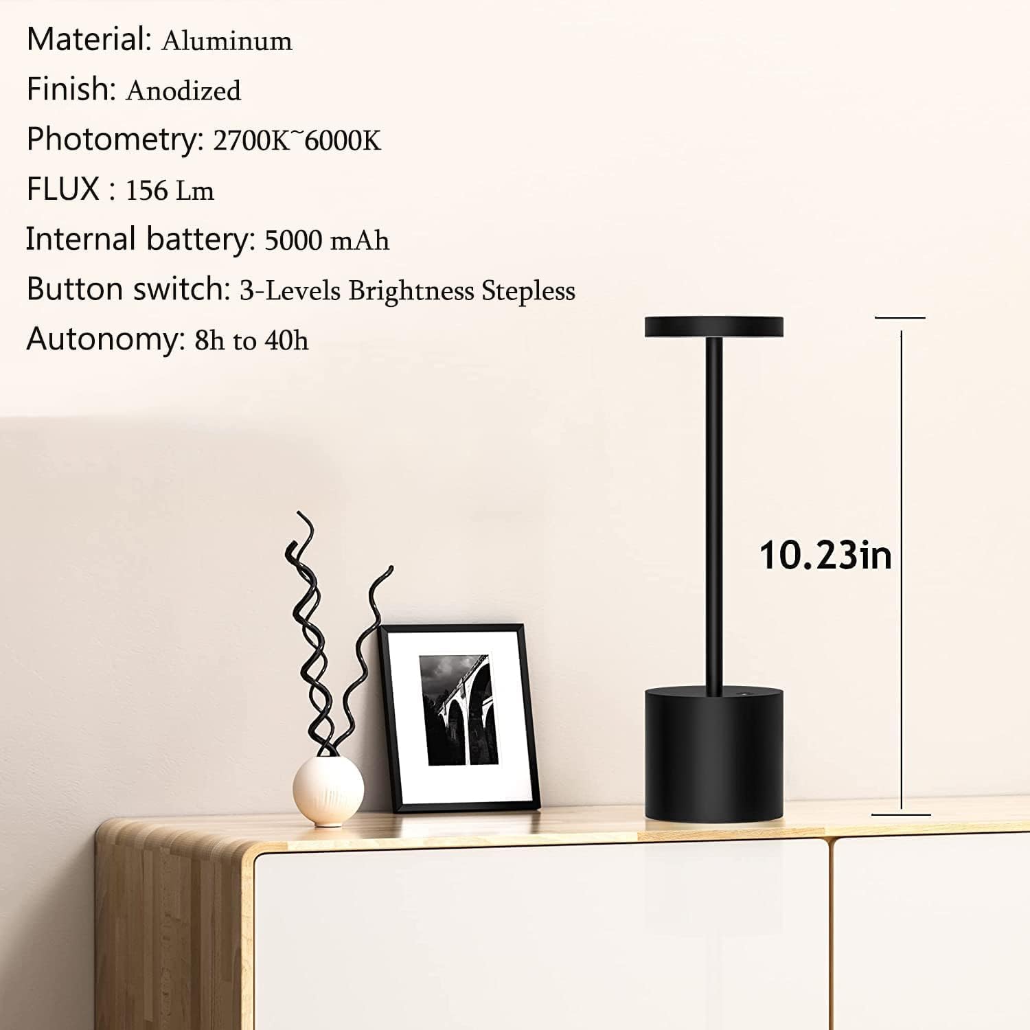 TUIKITO Paquete de 2 lámparas de mesa inalámbricas recargables, funciona con pilas, luz de mesa LED para restaurante al aire libre, 5000 mAh hasta
