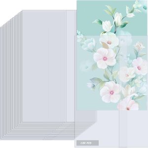 TINSKY Paquete de 100 chaquetas de vellum preplegadas para invitaciones de 5 x 7, papel vitela translúcido para invitaciones, tarjetas de TINSKY Paquete de 100 chaquetas de vellum preplegadas para invitaciones de 5 x 7, papel vitela translúcido para invitaciones, tarjetas de