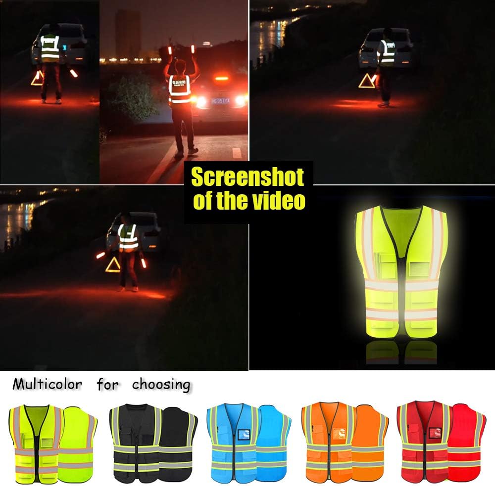 Chaleco de seguridad reflejante de alta visibilidad, con logotipo personalizado, con 5 bolsillos, chaleco de alta visibilidad, ropa de trabajo