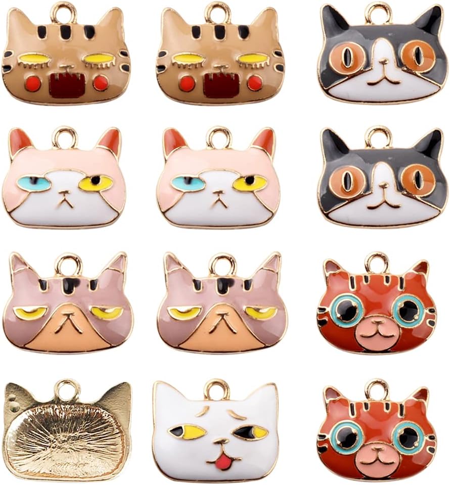 Enamel Cat Charm Bulb Charm Coffee Cup Earrings Making Charm Cute Charm Bracelet Artifact Jewelry Making DIY Pendant Necklace Supplies