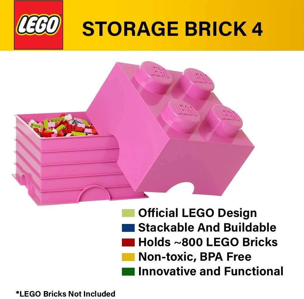 LEGO Caja de almacenamiento negra ladrillo 4, 9.843 x 9.843 x 7.087in