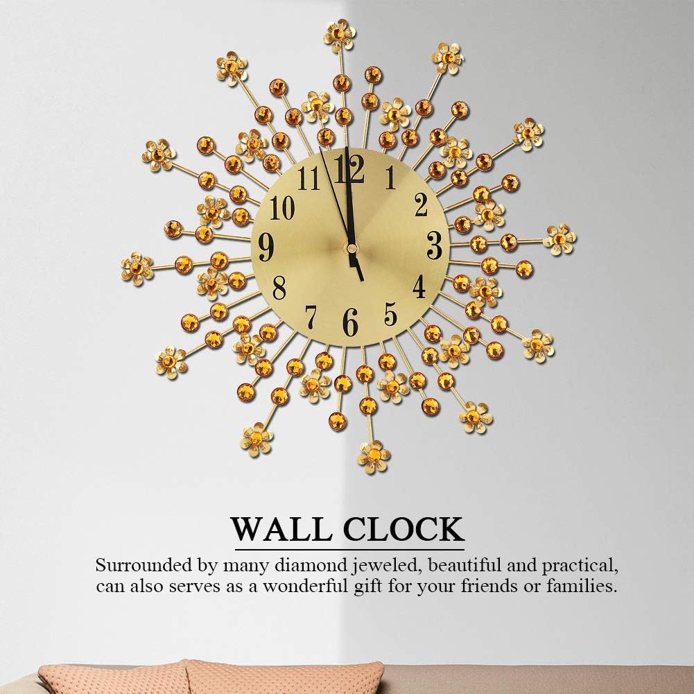 Reloj de pared, reloj de pared, reloj de pavo real, estilo europeo de hierro, reloj de pared colgante para oficina, hogar, bar, cafetería, 14.6 in