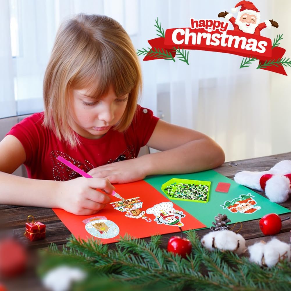 MDCGFOD 33 calcomanías de arte de diamantes 5D para niños, kits por números, lindos animales, arte creativo de diamantes para niños, manualidades