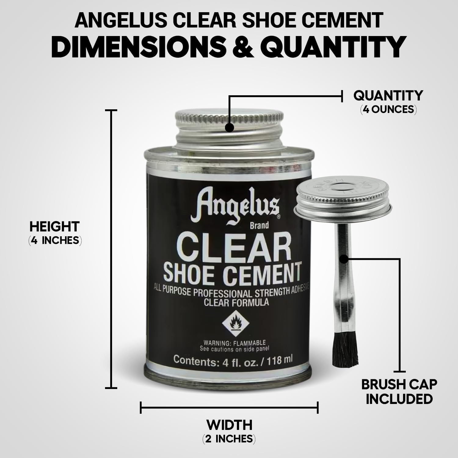 Angelus Cleaner Shoe Cement 4oz & Angelus Sole Bright Sneaker Fix Set Bundle, Claro