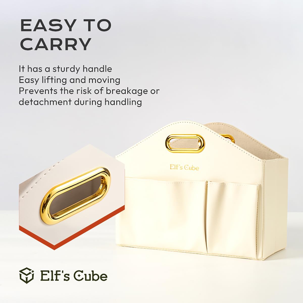 Elf’s Cube Almacenamiento de revistas blanco, revistero de cuero plegable, soporte para revistas con asas, cesta de almacenamiento multifunción para