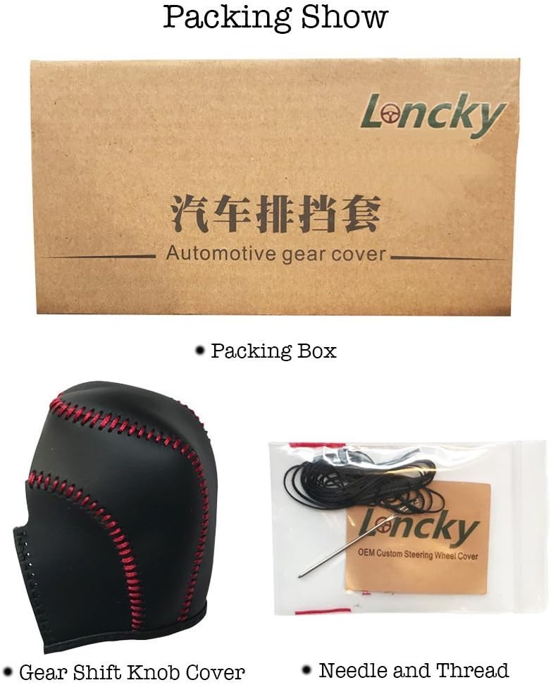 Loncky – Funda de piel para palanca de cambios para Volkswagen VW Atlas Arteon 2018-2022, Beetle CC 2012-2019, Golf GTI Golf R 2015-2019, para