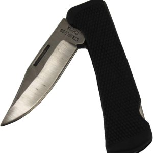 Cuchillo plegable de bolsillo con asas de goma negra Cuchillo plegable de bolsillo con asas de goma negra