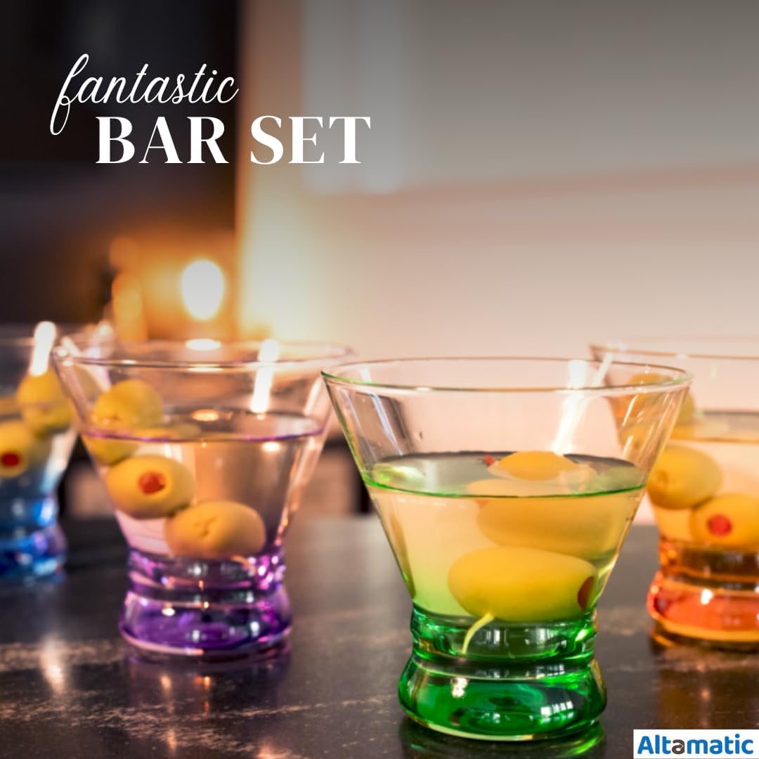 Vasos de cóctel de colores sin tallo (verde)  Martinis, Margaritas, cualquier bebida  Bar, mesa o fiesta  Gran regalo  Elección de cuatro colores